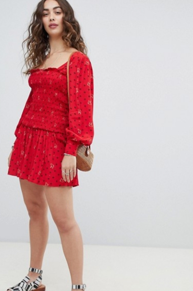 New Free People Two Faces Printed Mini Dress